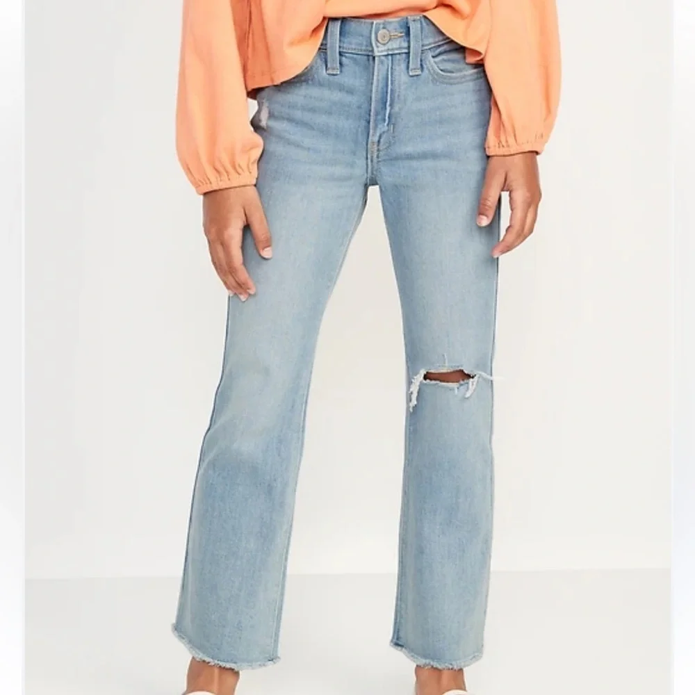 Old Navy High-Rise Flare Built-In Tough Ripped Jeans Girls Light Wash Sz 16 NWT
